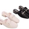 Soft Leather Bag Head Half Slippers Women's Spring and Autumn Sandals Thick Heel Outer Wear Fashion Muller Square Head Single Shoes Work Shoes