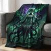 Hatsune Miku Cute Crayon Style Flannel Throw Blanket Gift for Anime Fan Summer Nap Throw Sofa Blanket Bed Cover Travel Blanket