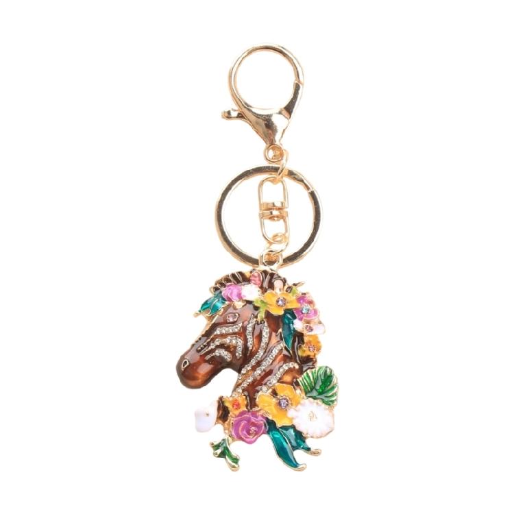 

Perfect Present Creative Horse Keychain Including Floral Detailing for Friend Family and Loved People Gift светло-коричневого