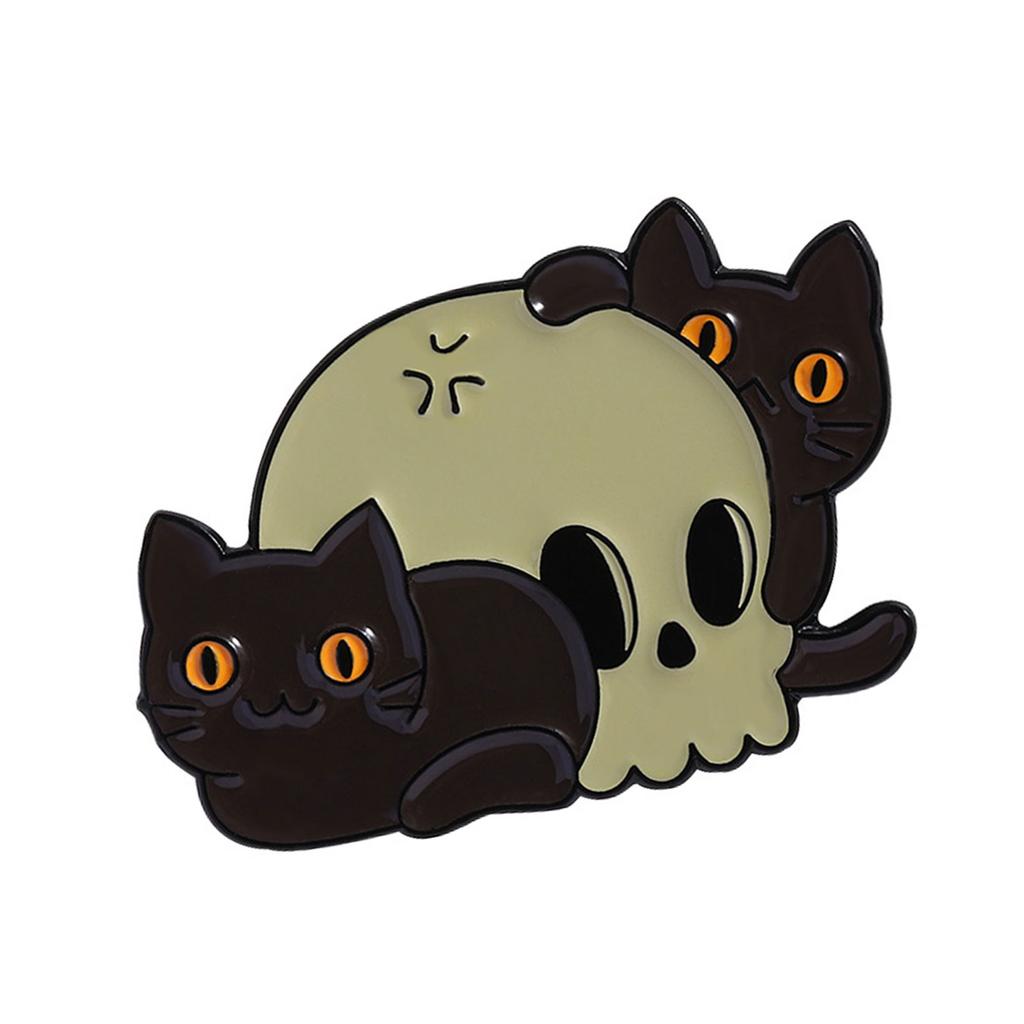 Stylová gotická kočičí brož s designem kostlivcové tlapky Jedinečný módní připínáček lebky kočky Pro halloweenskou párty Kostýmové doplňky