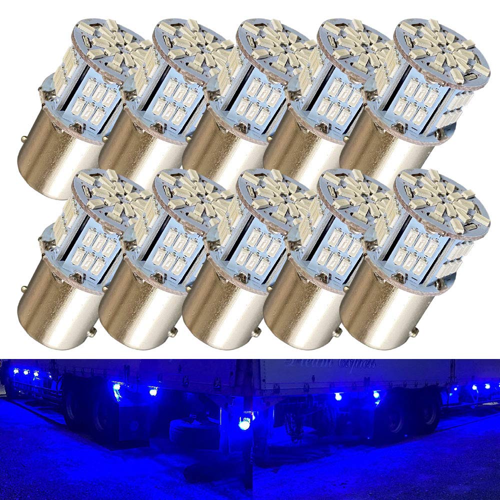 Discover Winds S25 G18 Single Compatible LED Bulbs for and 3014 54SMD Blue LED Bulbs Ultra-Bright 12V/24V Motorcycles, Cars, Trucks! (10-Pack)