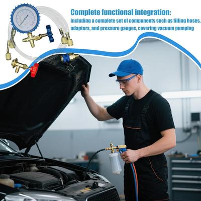 New AC Recharge Kit AC Refill Kit Manifold Hose Quick Coupler Set For Commercial Automotive Home Maintenance