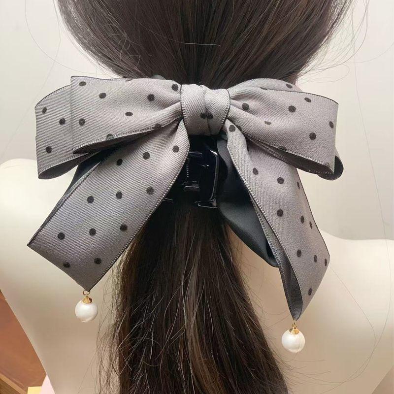 1pc Sweet bow, hair clip, half tied hair clip, exquisite clip, Korean East Gate temperament, polka dot, ponytail clip, female