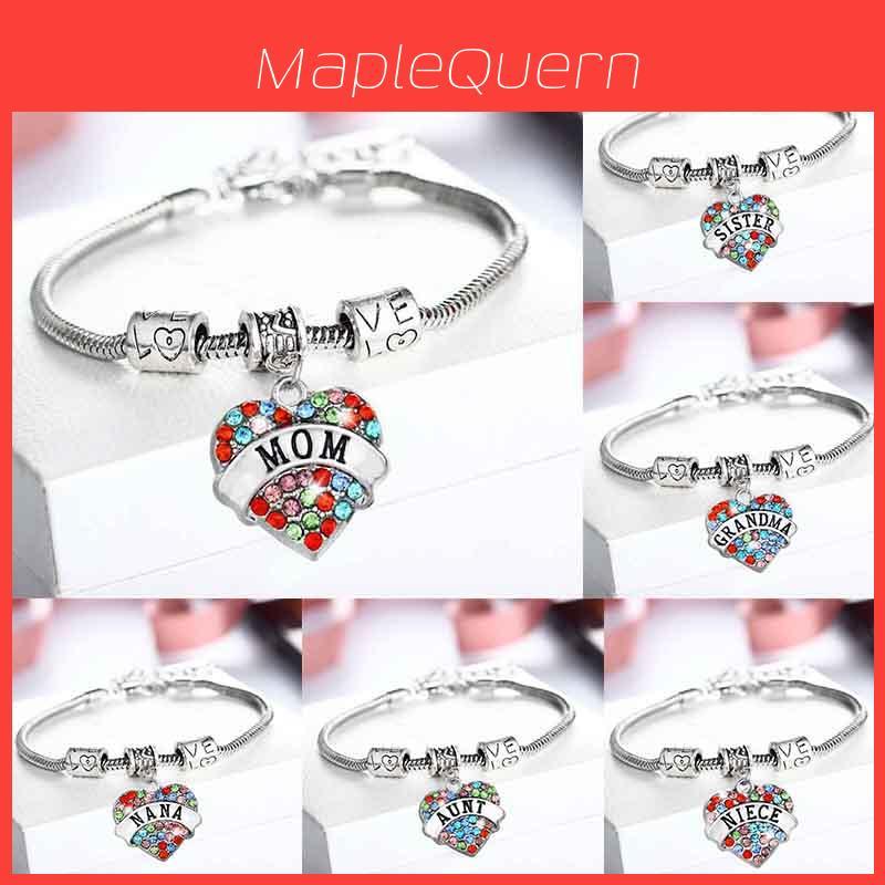 Familienmitglieder Eingelegtes Buntes Strass Lieben Herz Armband Geschenk Für Familie**