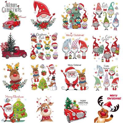 Kleine Weihnachts-Patches, niedliche Hirsche, Eulen, Transfers, A-Level, waschbar, Vinyl, DIY-Thermopresse-Patches für Kleidung