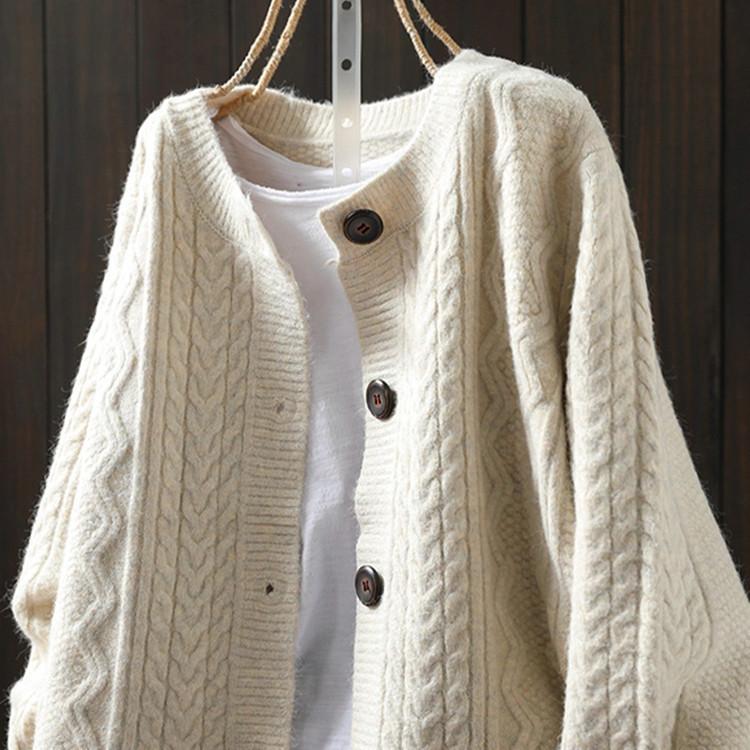 2025 Autumn and Winter New Collection Lazy Slimming Casual Simple Western-Style Women's Sweater Jacket Anti-Aging Top Knitted Cardigan