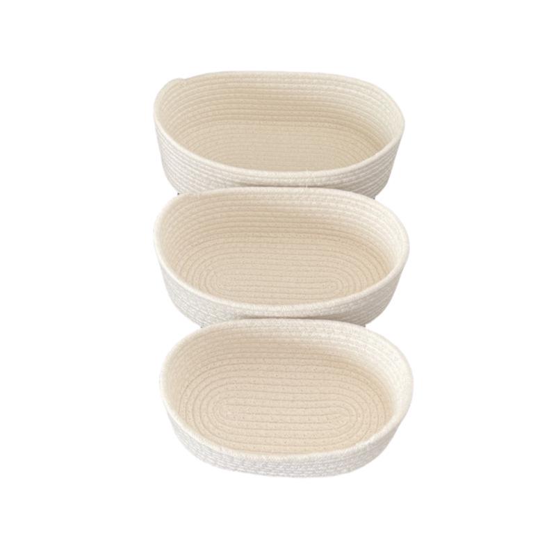 Handwoven Cotton Rope Boat-Shaped Storage Basket for Cosmetics, Snacks, and Sundries