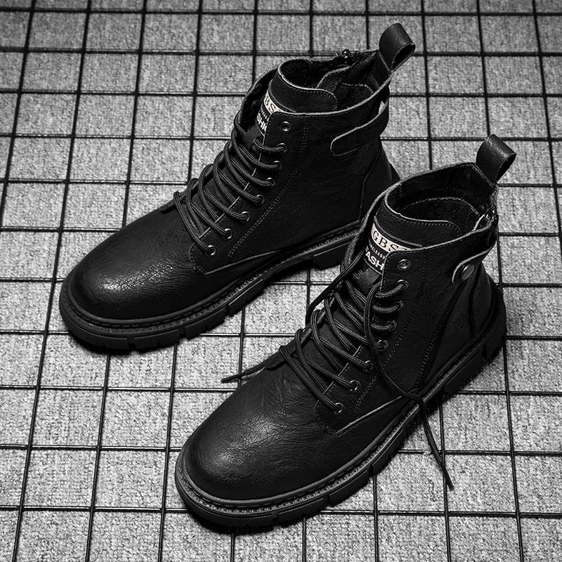 

Martin boots men s autumn and winter high-top British style retro casual leather shoes men s waterproof medium-help tooling locomotive leather boots 39