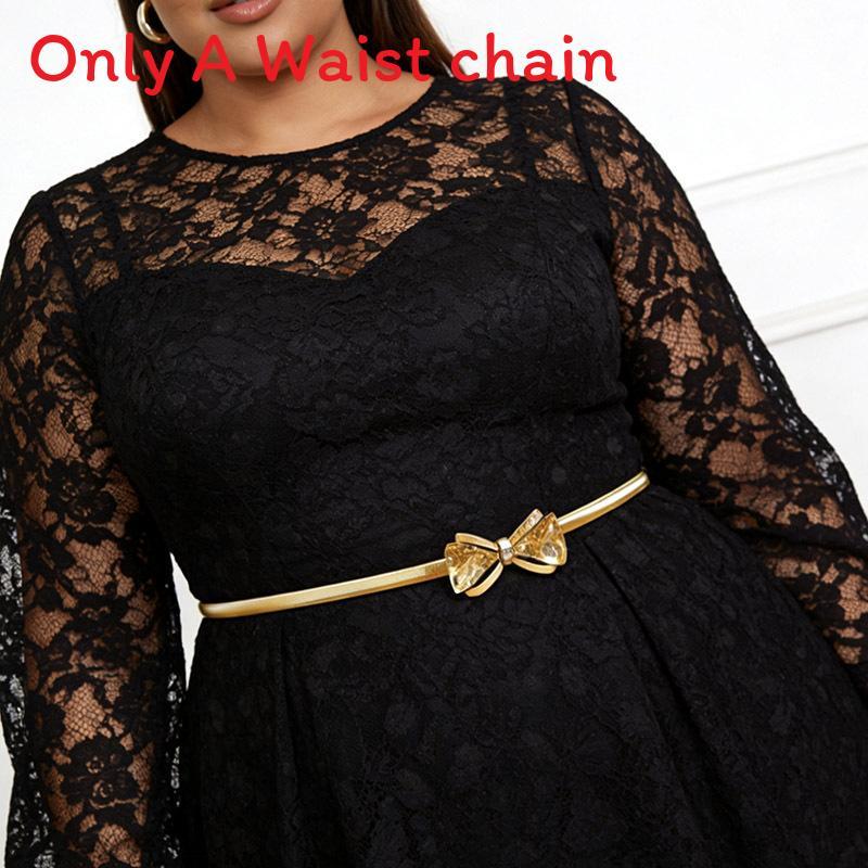 

Elegant Water Drilled Butterfly Bow Waist Chain For Evening Dress Women Jewelry Accessory Gold