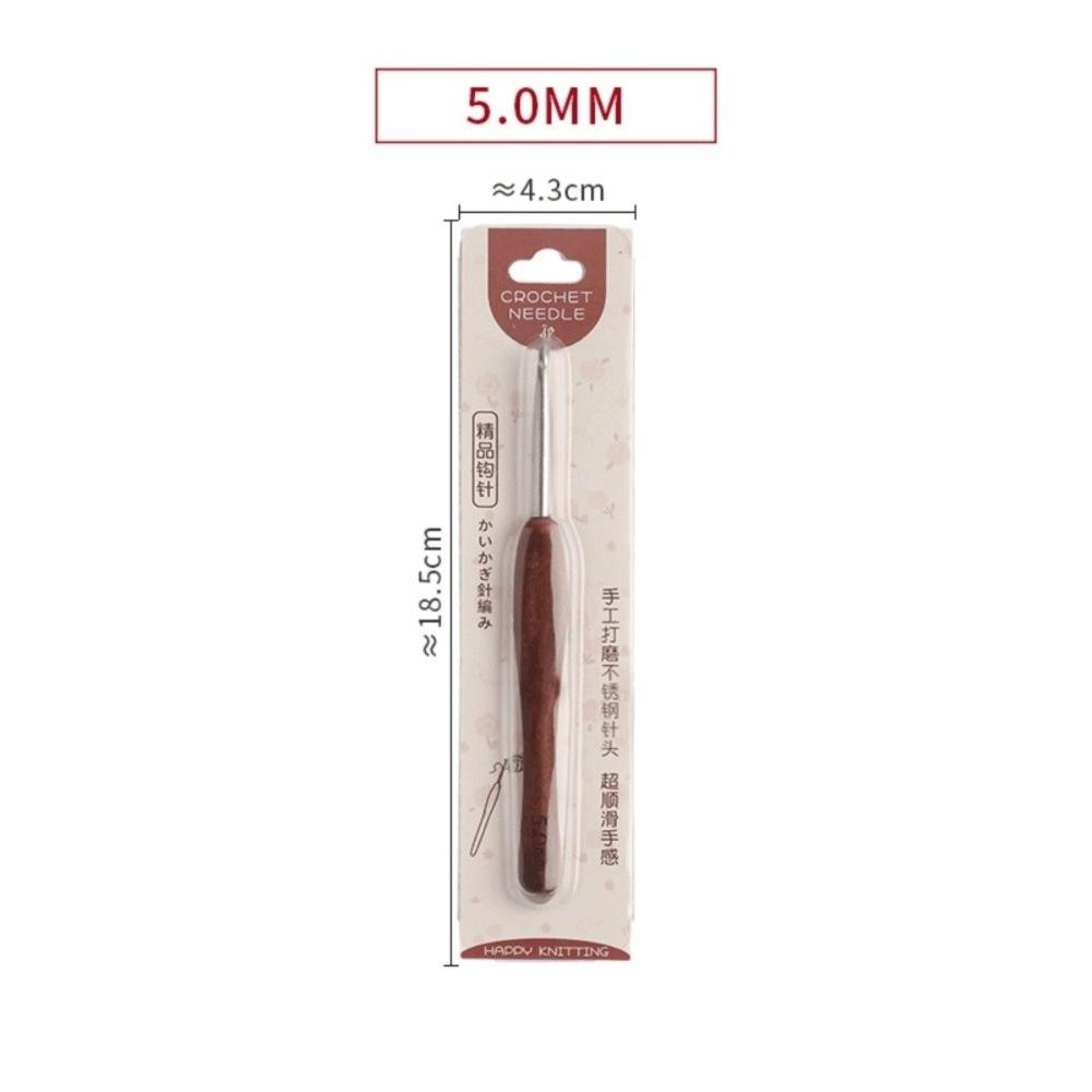 Sandalwood Handle Crochet Hook Handmade Crafts Stainless Steel Crochet Hook  Doll Weaving Tool