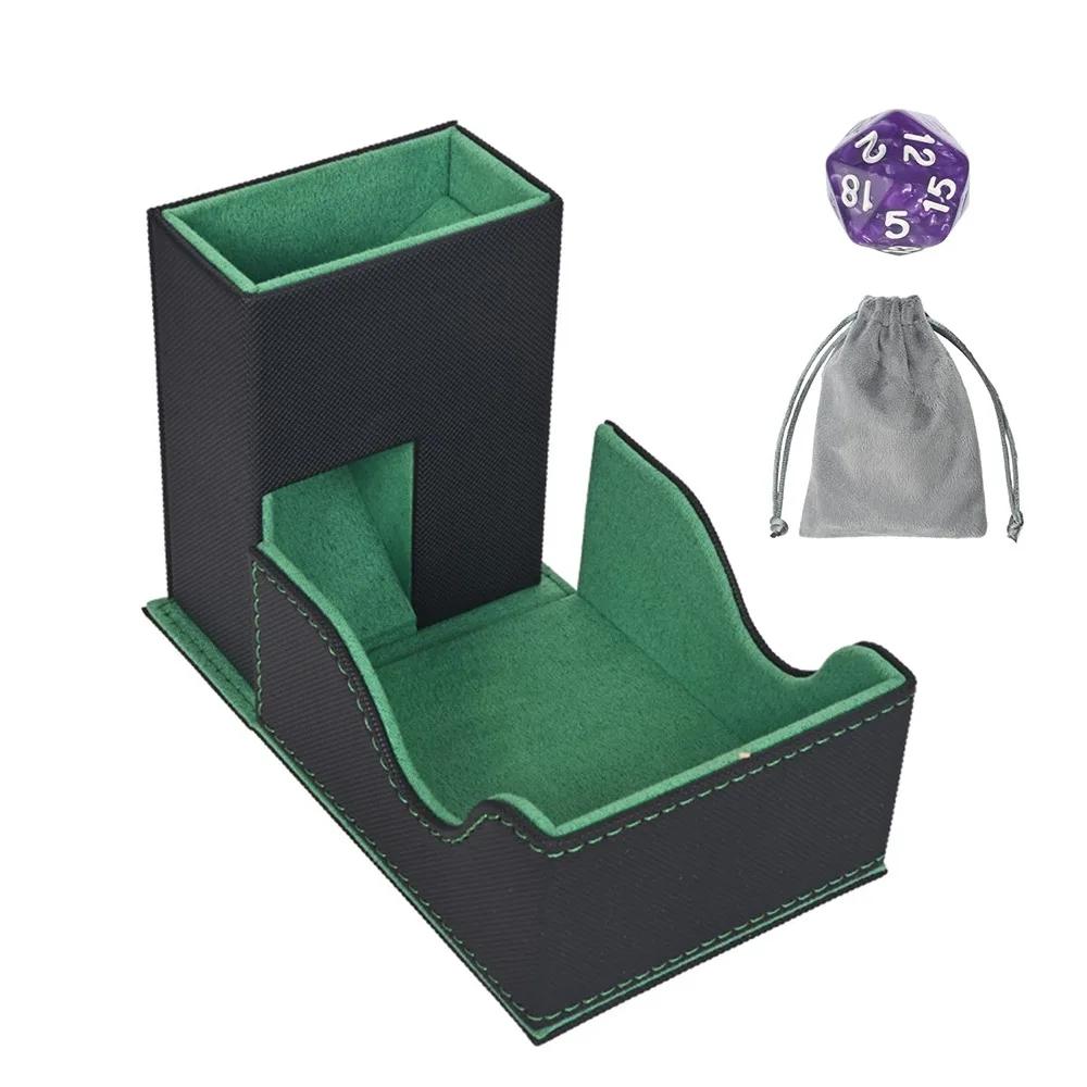 Tragbarer faltbarer Würfelturm mit Tasche Spezielles Design Würfelschale Praktische PU-Leder-Würfelbox für RPG Tabletop-Spiele