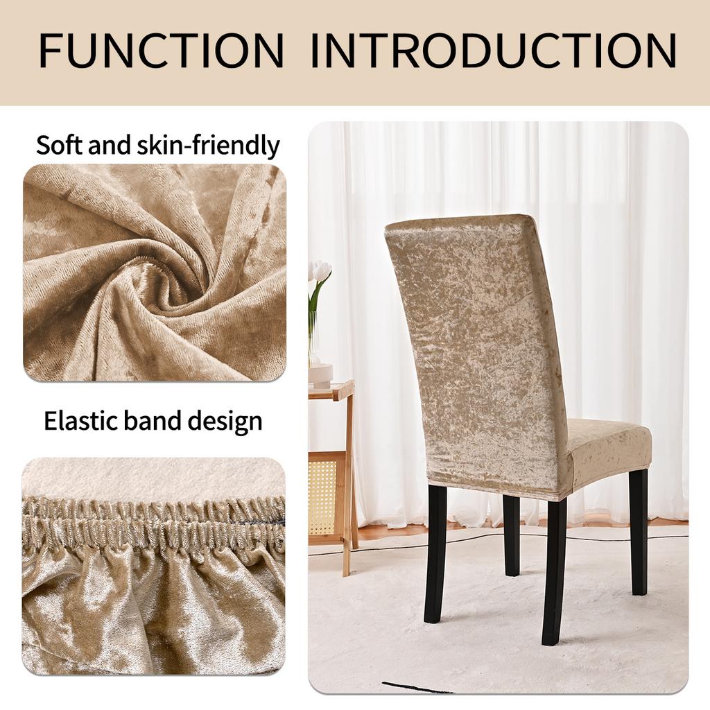 Buckle Non-Slip Gold Diamond Fleece Solid Color Elastic Chair Cover Household Hotel Dining Chair Cover Dust Chair Cover