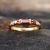 Huitan Versatile Women Gold Color Ring Thin Accessories Inlaid Bright Red CZ Elegant Wedding Party Versatile Jewelry Lady Gift