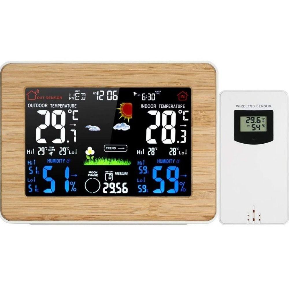 Remote Sensor Digital Thermometer Color Display Weather Forecast Clock  Indoor Outdoor