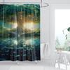 Polyester Shower Curtain, Mystical Tree & Water Reflection Art, Vibrant Colors, Machine Washable, Hooks Included, Bathroom Decor