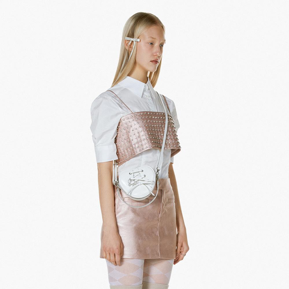 Findkapoor Ribbon Tie Heart Bag - White