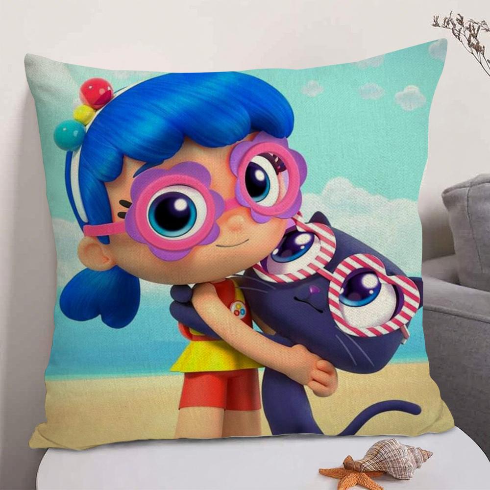 Cartoon TTrue Rainbow Kingdom Cushion Cover Natural Linen Organic Fabric DoubleSided Printing Sofa Home Decor Gift Pillow Case