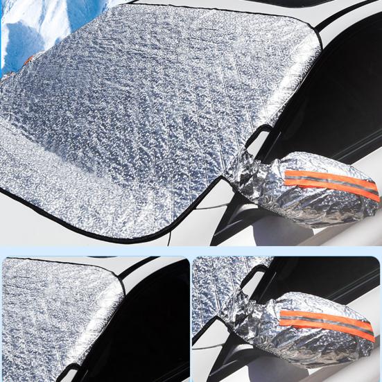 4-Layer Magnetic Windshield Snow Cover for Cars SUVs Trucks Full Coverage Frost Protector with Side Window