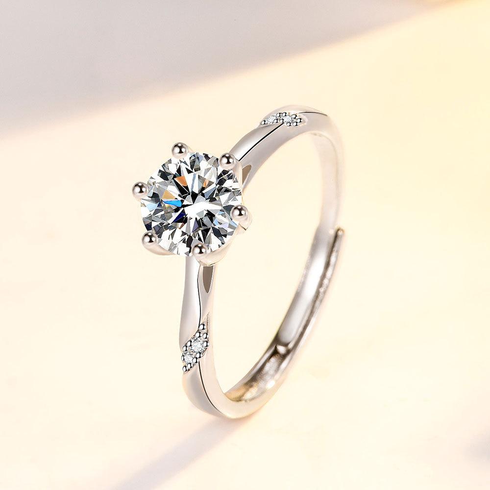 

Кольцо Carat с микроинкрустацией на руку с бриллиантами и шестью когтями из циркония, женское обручальное кольцо