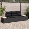 VidaXL 3-Piece Garden Sofa Set with Black Cushions In Poly Rattan and Acacia 3348014