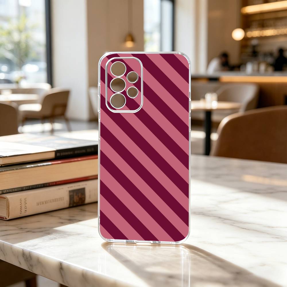 Burgundy White Stripe Pattern Phone Case For Samsung S25,S24,S21,S22,S23,S30,Ultra,S20,Plus,Fe Transparent Cover