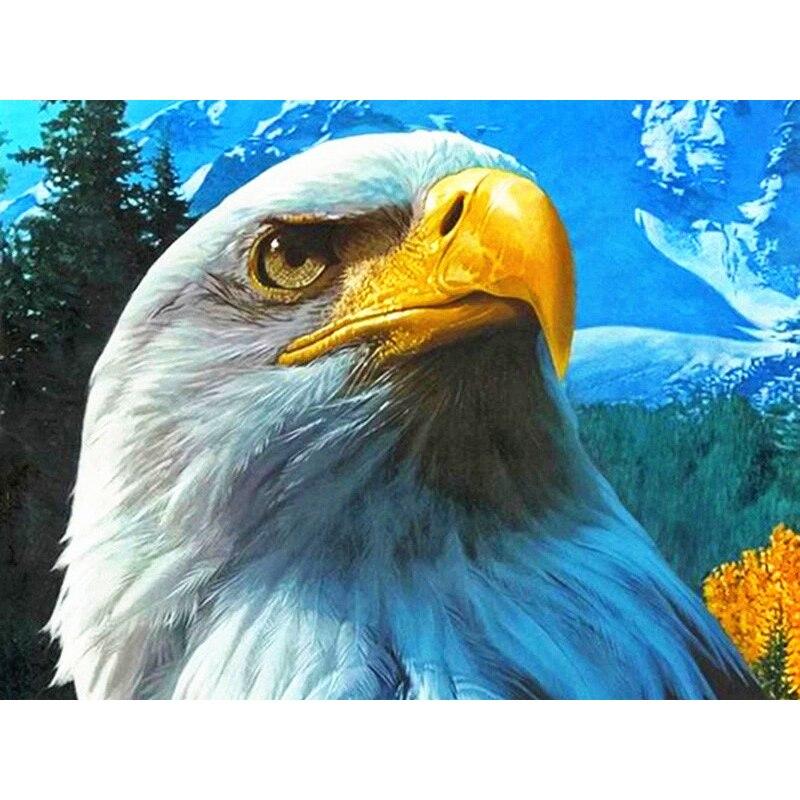 New 5D DIY Diamond Painting Eagle Head Diamond Embroidery Animal Cross Stitch Full Round Drill Home Decor Manual Art Gift