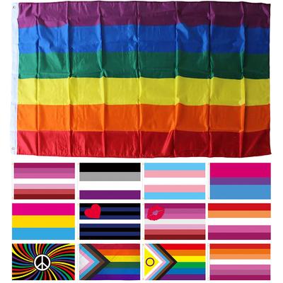60x90cm Hanging Flag Banner LGBTQ+ Gay Pride Banner Gay Pride Striped Flag for Intersex Community Intersex Progress Bisexual