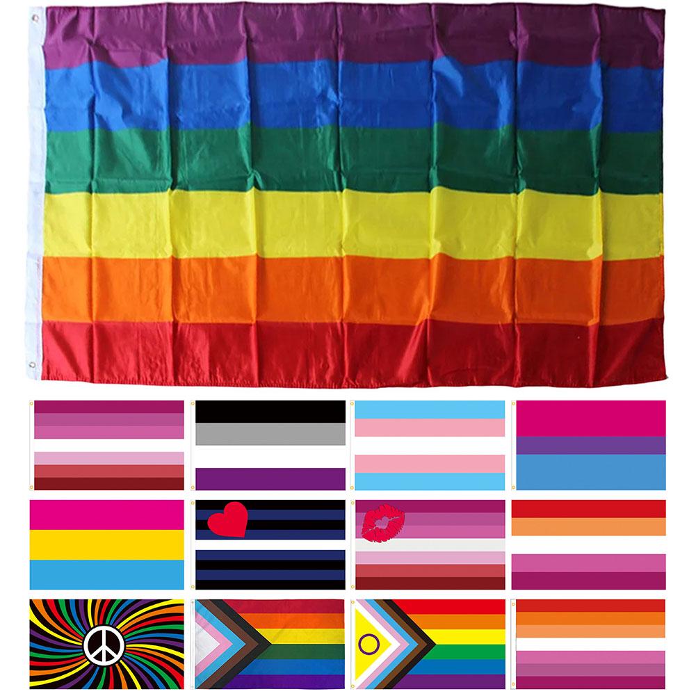 

60x90 см висить банер з прапором ЛГБТК+ Прапори миру. Барвистий гей-прайд у смужку для спільноти інтерсексуалів. Інтерсексуальний прогрес. Бісексуальний. 90X150CM