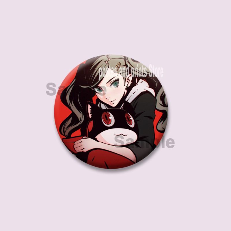 Spiel P-Persona 5 Runde Anstecker Ann Takamaki Ren Amamiya Knopfleisten Tasche Kleidung Dekorationen Brosche Sammlerstücke Schmuck Geschenke