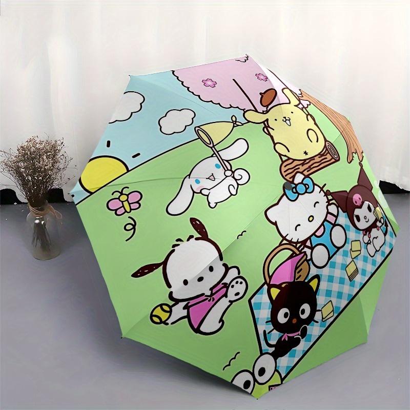 Hello Kitty, Picnic Automatic opening and closing folding umbrella with 8 rib frame and compact travel design, perfect for all occasions | S