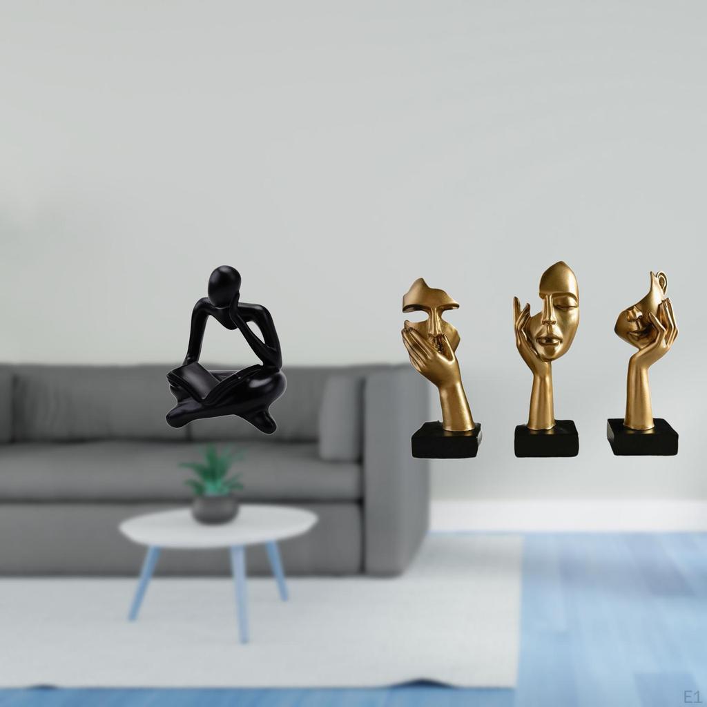 Abstract Resin Thinker Statue Decoration Set for Tabletop Living Room Shelf Office Bookshelf Crafts