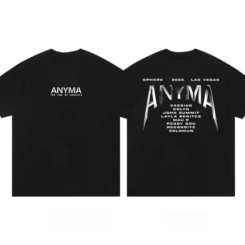 

2025 Новая футболка Anyma Top 100 DJ - Таиланд S20 SSK VAC Электрические Слоги Принт | Унисекс Футболка с Коротким Рукавом Оверсайз Хлопок S-4XL L