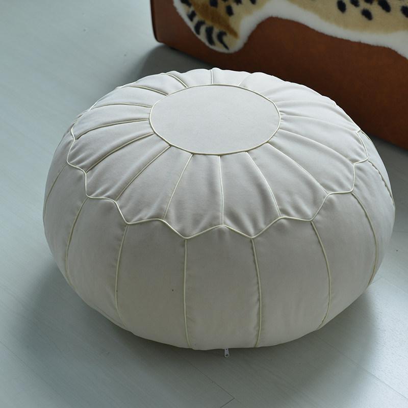 Velvet Moroccan Pouf 50cm Embroider Craft Japanese Style Creative Futon Tatami Ottoman Footstool Unstuffed Cushion (No Filling)