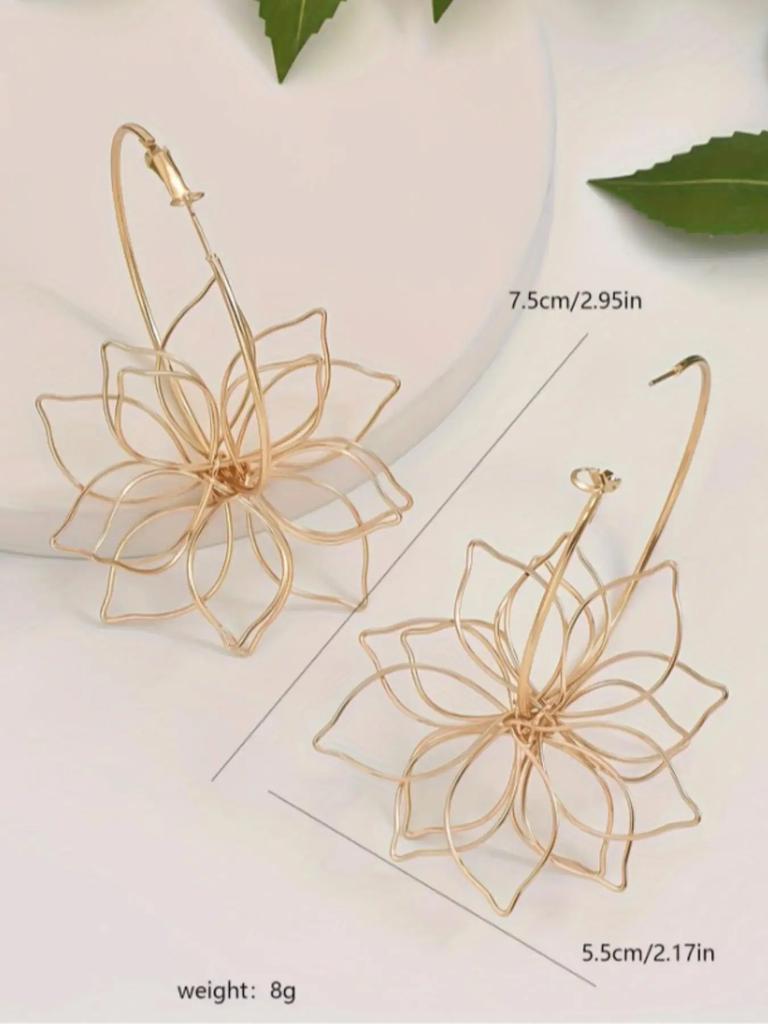 Orecchini a cerchio con design floreale alla moda, Gioielli di moda per feste, Decorazione per abbigliamento quotidiano, Gioielli alla moda, versatili ed squisiti