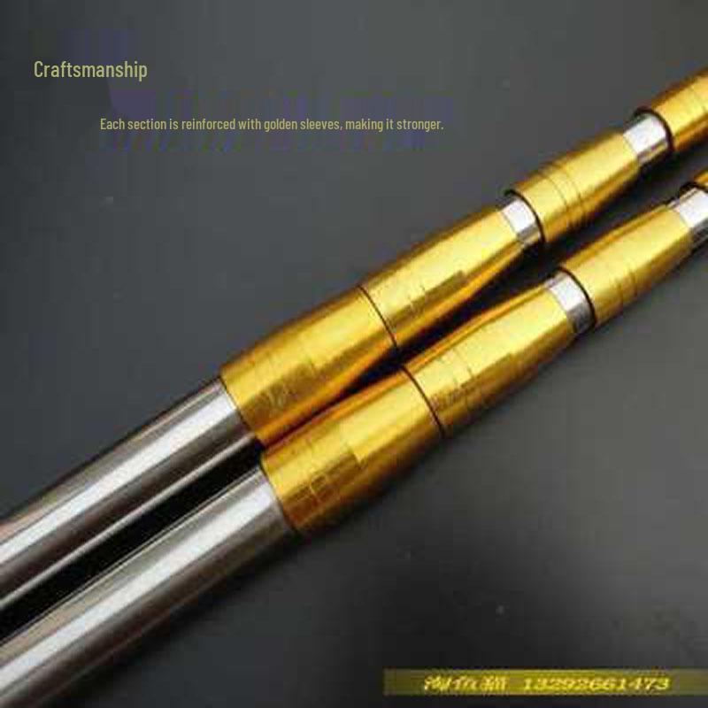 Stainless Steel Golden Sleeve Telescopic Fishing Landing Net Handle