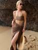 Korean Style Coffee Bikini & Long Skirt - 2026 Sexy Women’s Swimwear Set for Photography