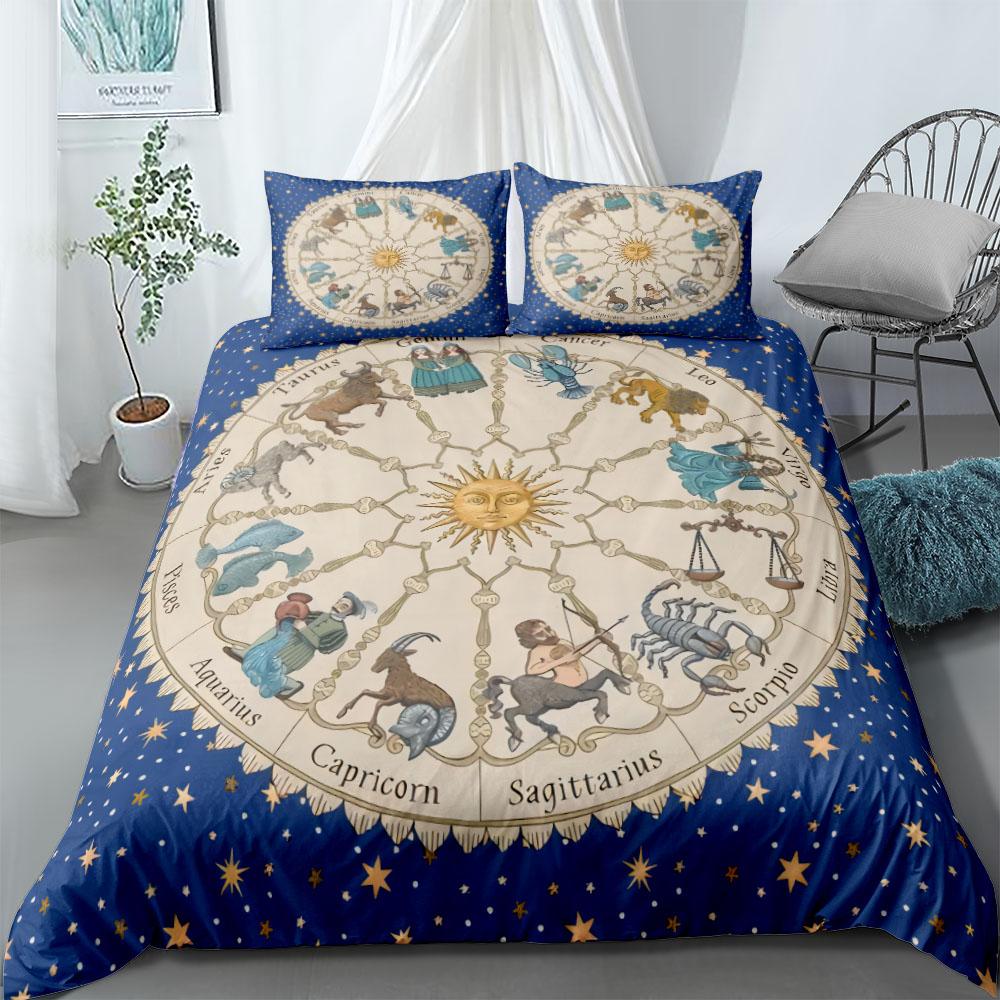 Zodiac Duvet Cover Set King Queen Double Full Twin Single Size Bed Linen Set