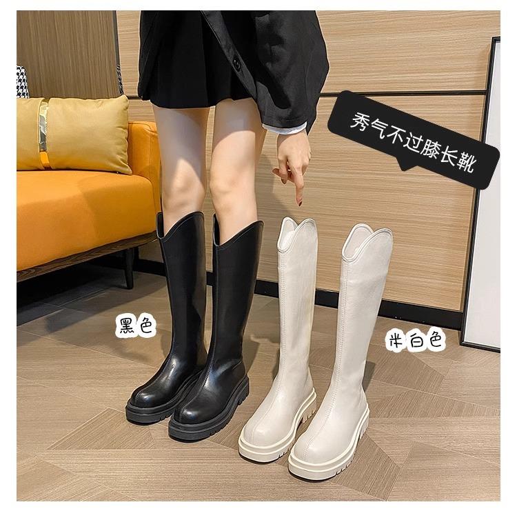 Boots women's autumn and winter 2025 new models but knee thick sole small thick legs thin retro British style knight boots