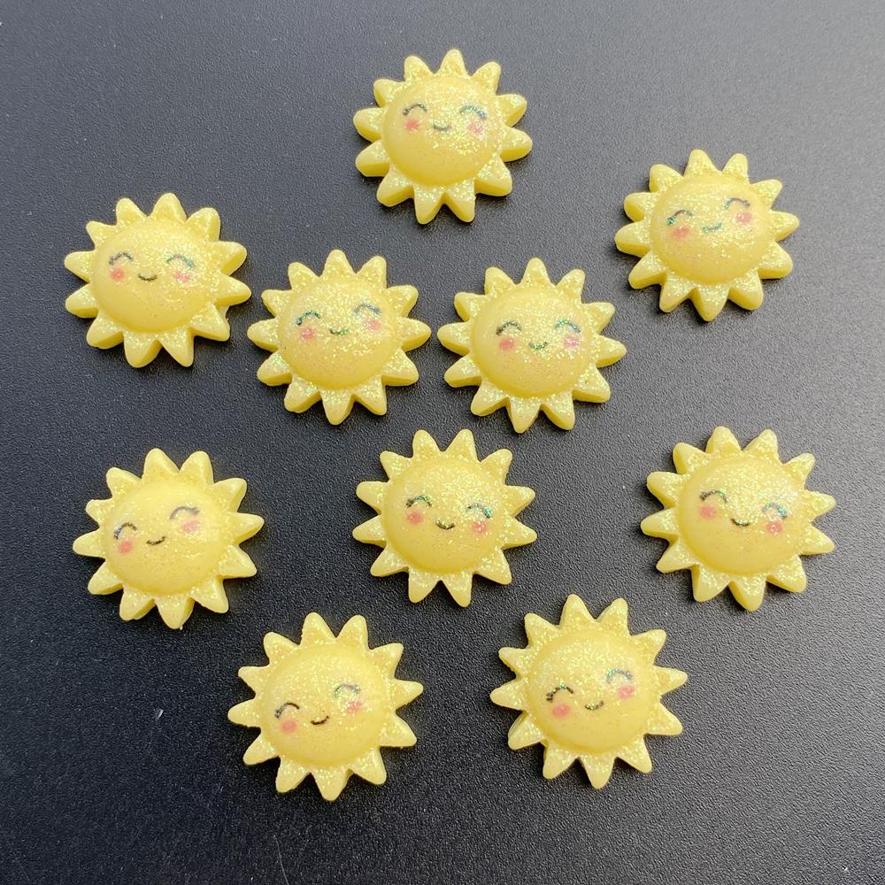 12PCS Resin Cute Cartoon Sunflower Figurines Flat Back Stone DIY Wedding Jewelry Decor Scrapbooks Accessories Crafts