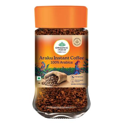 ORGANIC INDIA Araku Instant Coffee 50g Pack Of 1, Premium Arabica Beans, Smooth Fruity Chocolaty Medium Roast