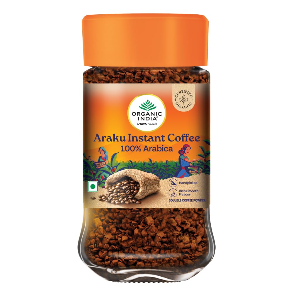 

Organic India Araku Instant Coffee 50g Pack Of 1, Premium Arabica Beans, Smooth Fruity Chocolaty Medium Roast