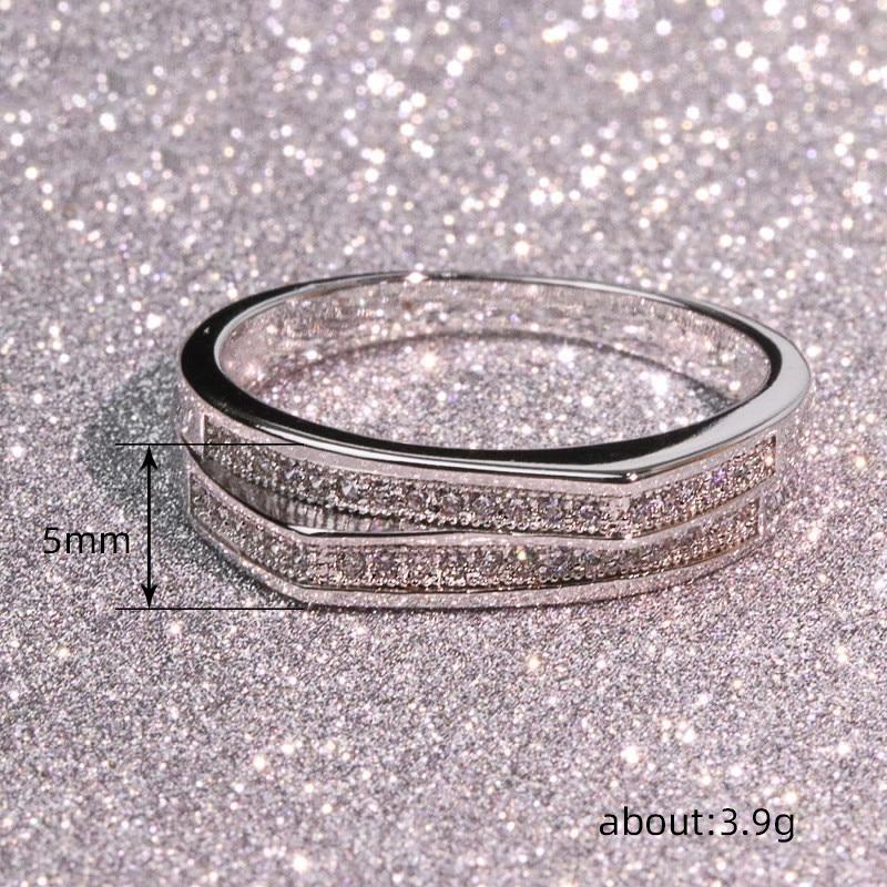 Hot-selling index finger ring in Europe and America, double-layer dislocation design micro-inlaid simulation ring, layered female ring