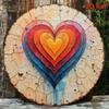 Retro Regenbogen Herz Liebe Metall Wanddeko 8x8 Zoll Rundes Aluminiumschild für Wohnzimmer