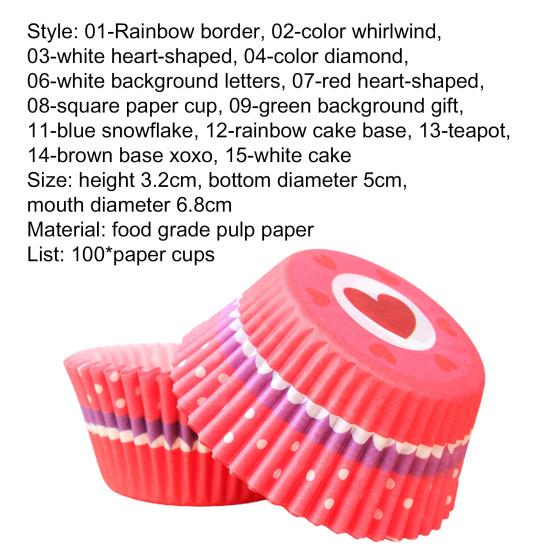Jednoduchý DIY kreslený vzor Premium Cupcake Liner Bezpečná do mikrovlnné trouby Kuchyňské nástroje Košíček na muffiny