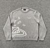 Unisex Jacquard Embroidery Street Style Sweater - Round Neck Knit Pullover for Autumn/Winter