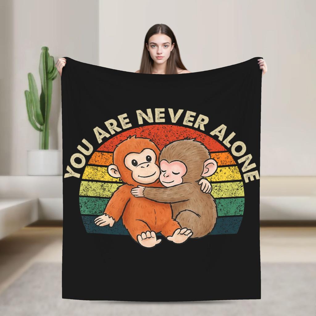 Monkey Punch Needs Hugs Too Cute Macaque Orangutang Flannel Blankets Adults Warm Comfy Throw Blanket Winter Chair Bed Cover
