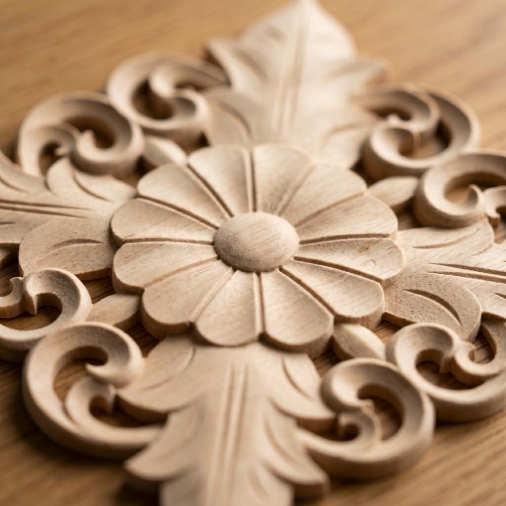 Wood Wood Carved Applique 5.91in Retro Wood Decor DIY Wood Decoration Hotel & Office