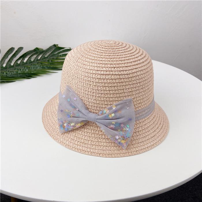 Summer Children's Straw Bag Bow Hat Set Sun Hat Basin Hat Messenger Bag Girls Shoulder Bag Change Bag