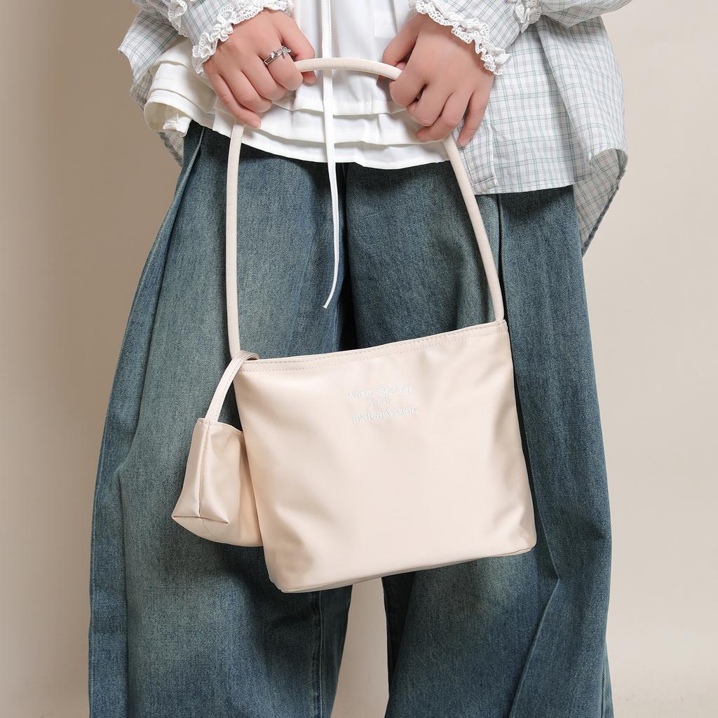 2026 Spring Korean Satin Bucket Bag, Candy Color Shiny Silver Underarm Handbag for Women