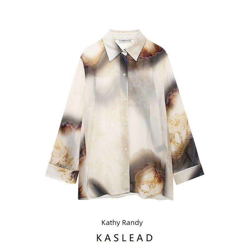 Kaslead New Arrival Women's Fashion Style Stylish Simple and Versatile Print Long Sleeves Shirt 9437093